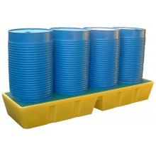 Bac de r&eacute;tention longitudinal avec caillebotis amovible PE 4 f&ucirc;ts de 220 l