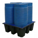 Bac de r&eacute;tention ECO en poly&eacute;thyl&egrave;ne recycl&eacute; pour 4 f&ucirc;ts de 220 l