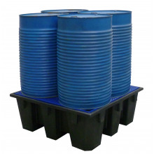 Bac de r&eacute;tention ECO en poly&eacute;thyl&egrave;ne recycl&eacute; pour 4 f&ucirc;ts de 220 l