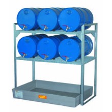 Rayonnage rétention 150 l pour stockage de 6 fûts de 60 l horizontaux 1/1